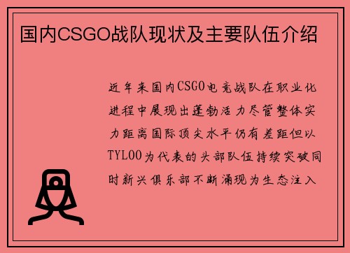 国内CSGO战队现状及主要队伍介绍